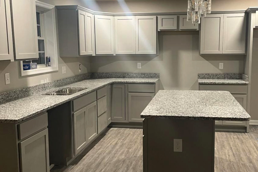 Gray kitchen cabinet refinishing